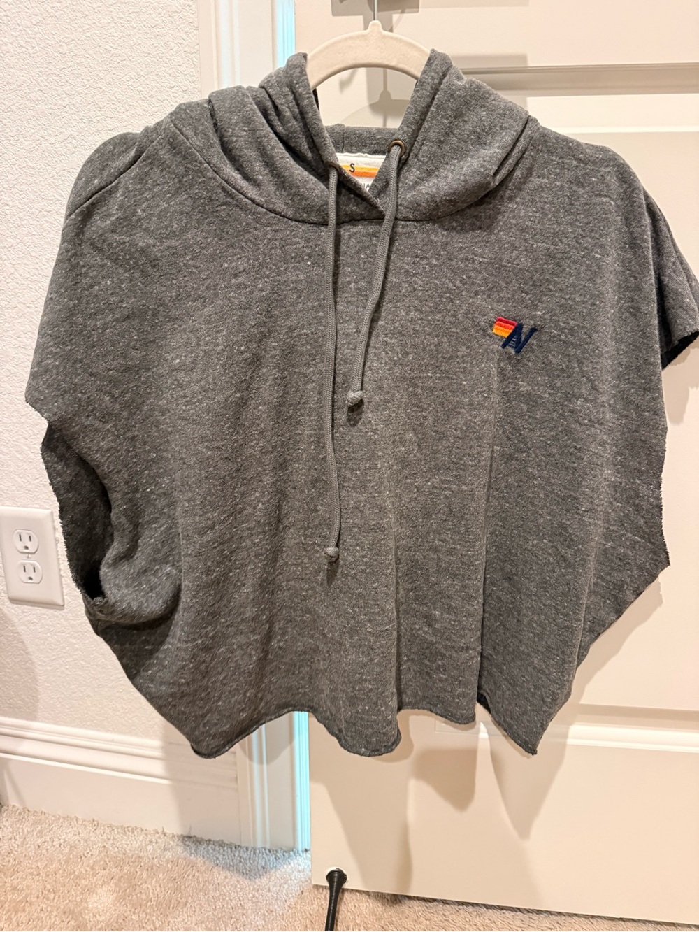 Aviator Nation SLEEVELESS RELAXED CROPPED PULLOVER HOODIE Small
